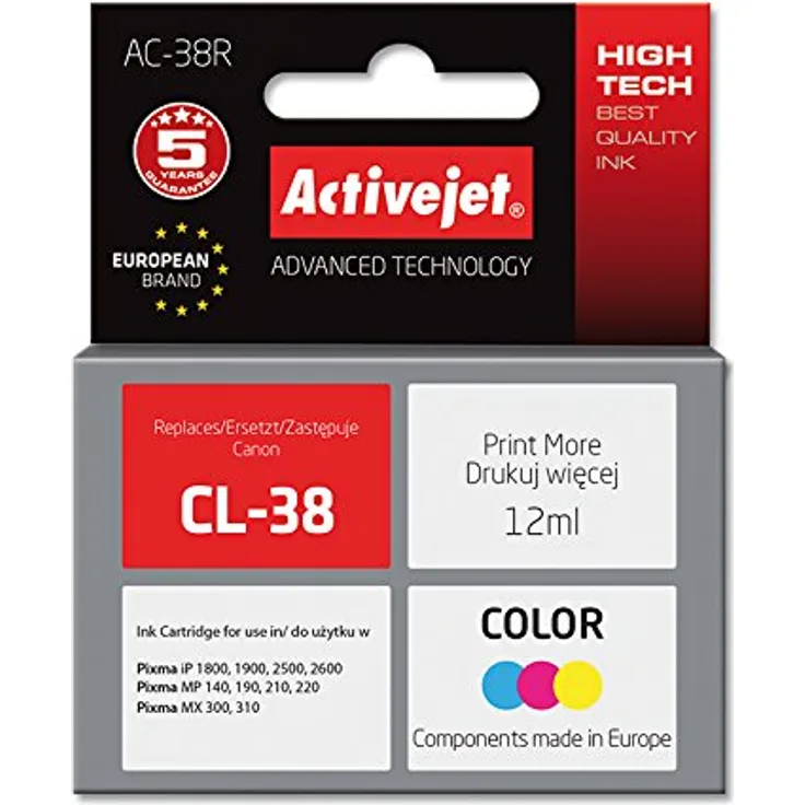 ActiveJet AC-38R Tinte Refill (geeignet für Canon CL-38) farbig