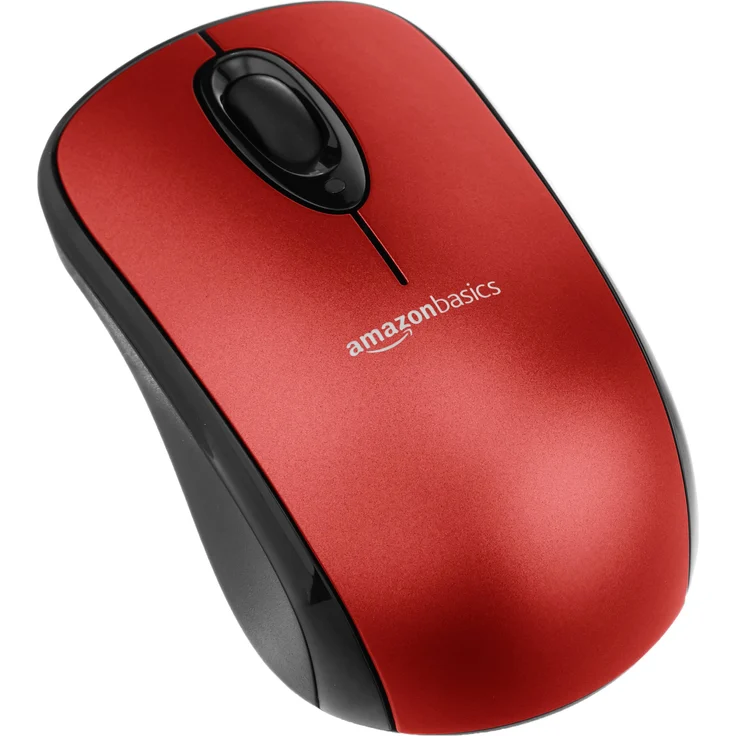 AmazonBasics – Kabellose Computer-Maus mit USB-Nano-Empfänger, Rot – Bild 1