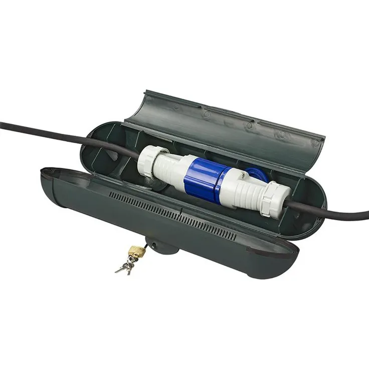 Sicherheitsbox E Stecker Kabelschutz mit Schloss Schuko Kabelbox 110mm Steckerschutz