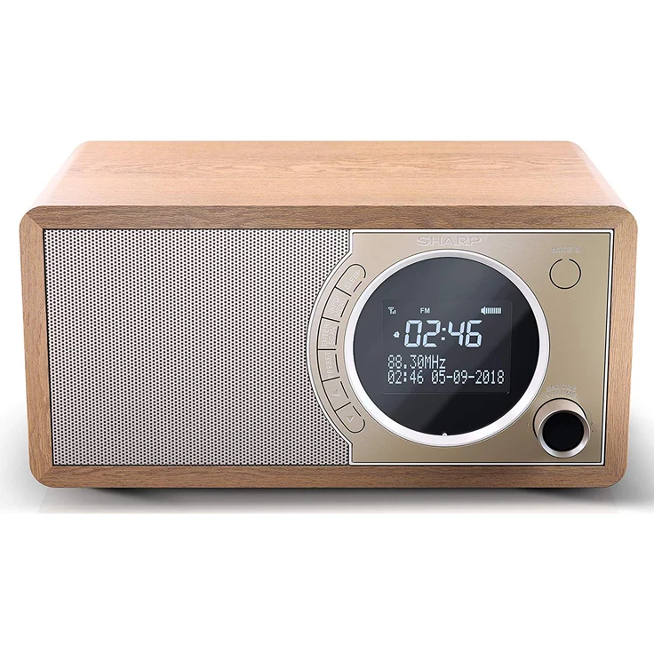 SHARP DR-450 (BR) DAB, DAB+ Digitalradio, Bluetooth, FM Radio, Alarm--Schlaf und Snooze-Funktion, Holzoptik, Braun – Bild 1