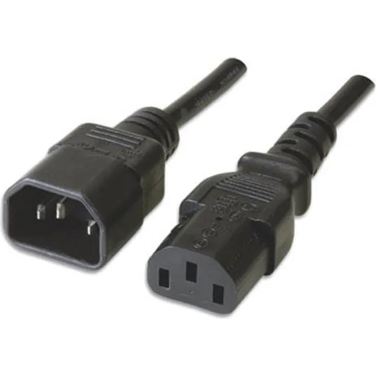 Goobay 39203 AC Kaltgerät Verlängerung 5m, gerade Kaltgerätestecker auf gerade Kaltgerätebuchse, C14 -> C13, 3polig, schwarz