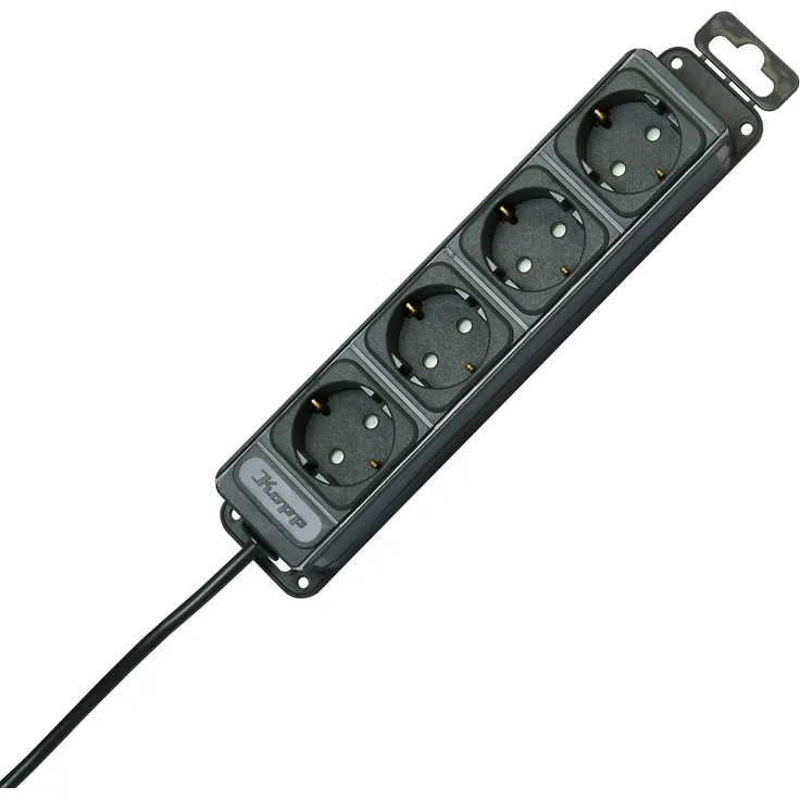 Kopp 127115016 Steckdosenleiste ohne Schalter 4fach Anthrazit