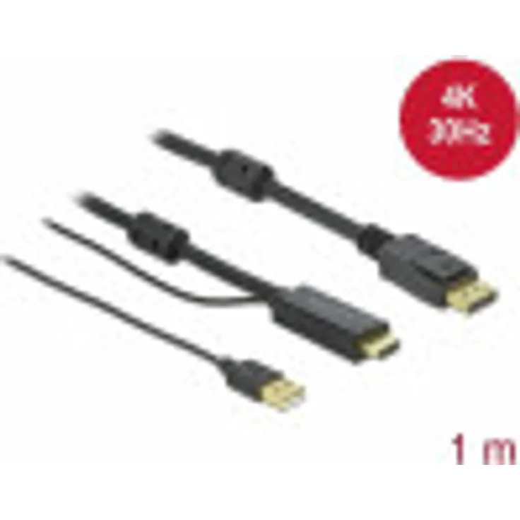 Delock HDMI zu DisplayPort Kabel 4K 30 Hz 1 m
