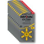 Rayovac Extra Advanced Zink Luft Hörgerätebatterie, 10er Pack, mit 60 Batterien, Geeignet für Hörgeräte Hörhilfen Hörverstärker, Gelb