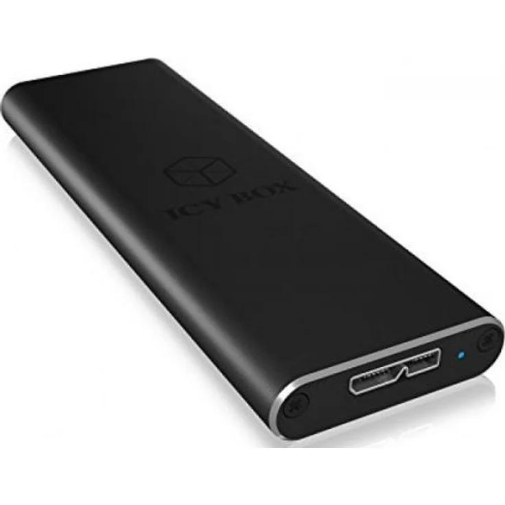 Icy Box IB-183M2 Externes Gehäuse für 1x M.2 SSD B-Key & B+M-Key (22 x 30-42-60-80 mm), USB 3.0 (UASP) Anschluss, SATA III, Aluminium, schwarz – Bild 1