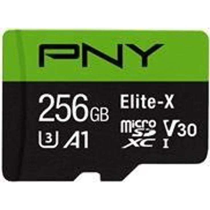 PNY Elite-X 256 GB microSDXC Memory Card + SD Adaptor with A1 App Performance + 100MB-s Read Speed, Class 10 UHS-1, U3, V30 für 4K Video – Bild 1