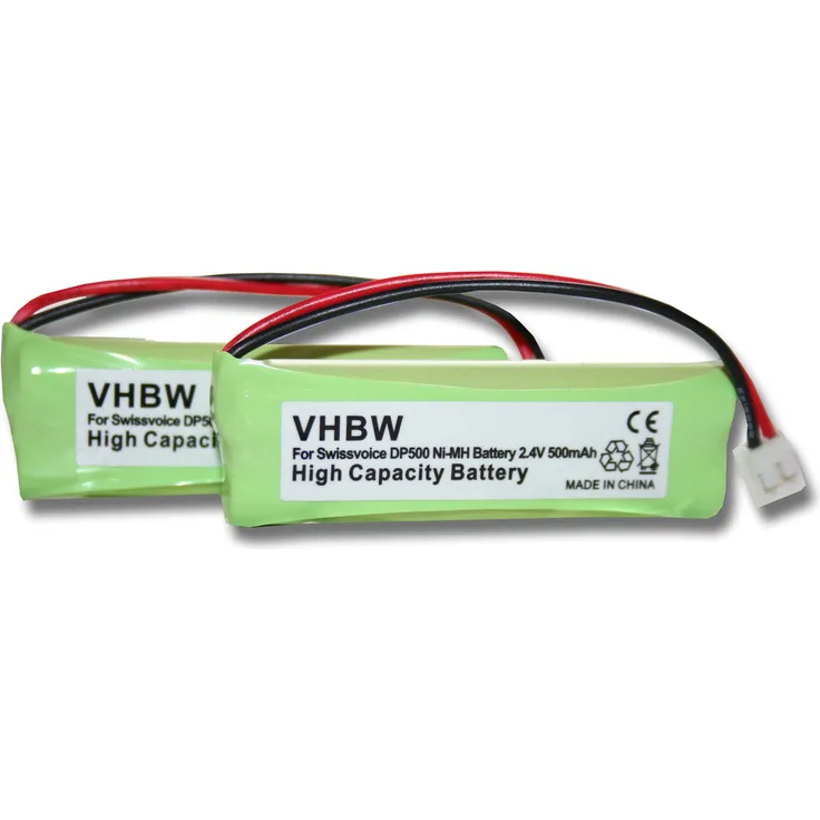 vhbw 2x Ni-MH Akku 500mAh (2.4V) für Festnetz Telefon Swissvoice DP500, DP550, Eco Plus, DP550 BT ersetzt VT50AAAALH2BMJZ, GP1010, GPHC05RN01.