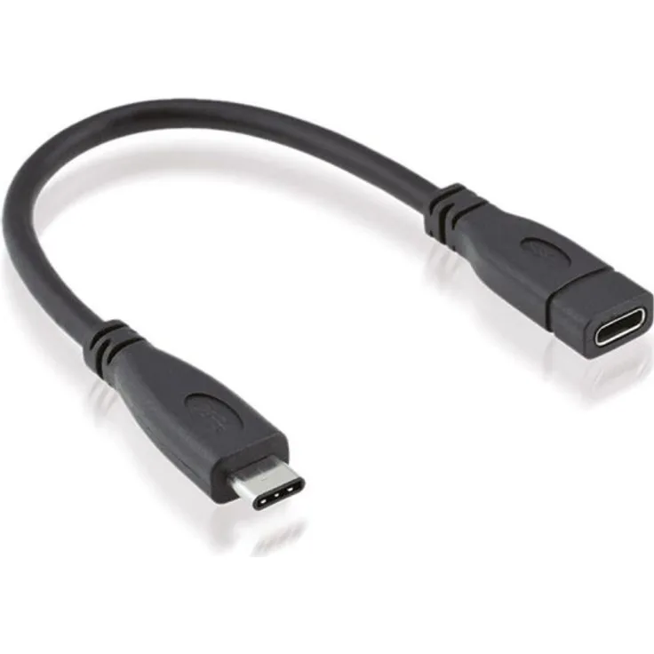 Roline - USB-Verlängerungskabel - USB-C (M) bis USB-C (W) - USB 3.1 - 15 cm - Schwarz