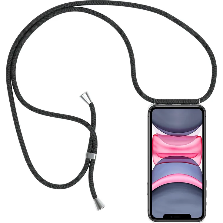 Slabo Halsband Hülle Necklace Kette für iPhone 11 (6.1) INKL. Hülle zum Schutz des Smartphones - schwarz/transparent