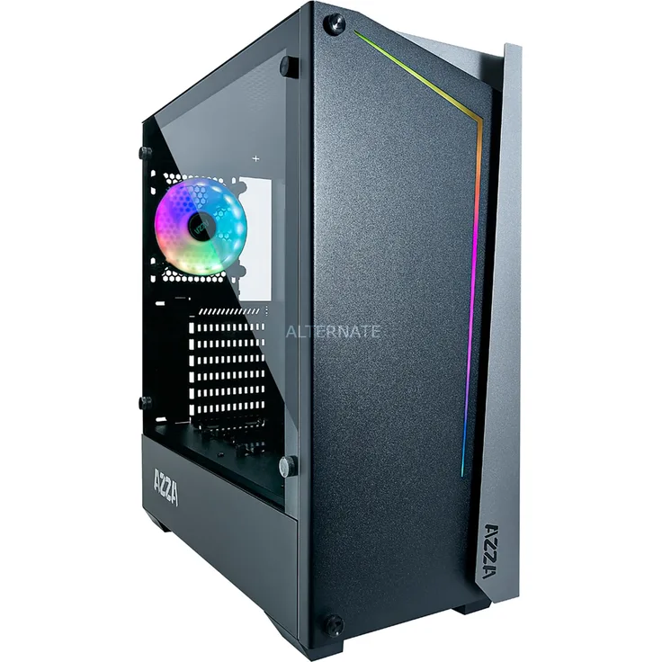 AZZA Apollo 430B-DF2 Tower-Gehäuse, schwarz-grau, Tempered Glass