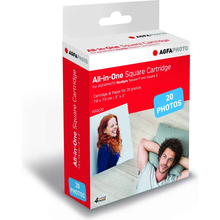 AGFA Foto, Patrone und Papier, 20 Fotos, quadratisch, 7,6 x 7,6 cm, ASQC20, kompatibel mit AGFA Foto, Realipix Square P, AGFA Foto, Realipix Square S