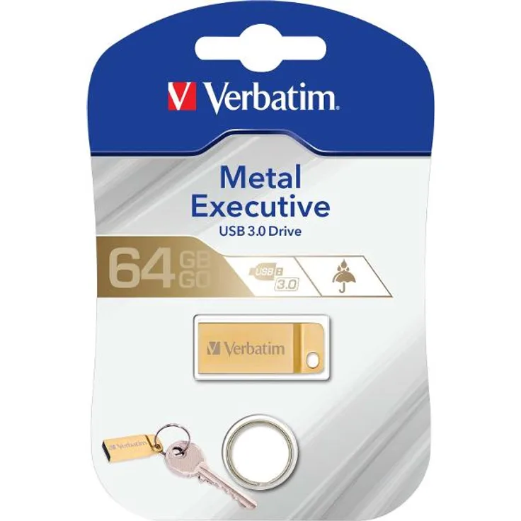 Verbatim Metal Executive USB 3.2 Gen 1 -Stick 64 GB, USB-Stick - Wasser- und staubdicht - 80 MB-s Lesen - 25 MB-s Schreiben - Gold