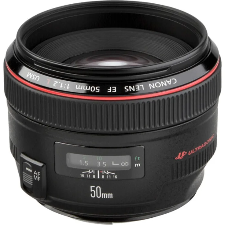 Canon Objektiv EF 50mm F1.2L USM für EOS (Festbrennweite, 72mm Filtergewinde, Autofokus) schwarz
