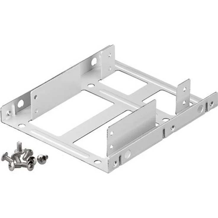 Goobay 95875 2,5'' Festplatten-Einbaurahmen auf 3,5'' - 2-fach zum Einbau von einer HDD- - SSD-Festplatte in einen 3,5 Zoll Einbaurahmen, Silber – Bild 1