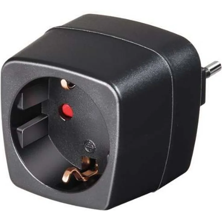 Brennenstuhl Reisestecker - Reiseadapter (Reise-Steckdosenadapter für: Euro Steckdose und Italien Stecker) schwarz