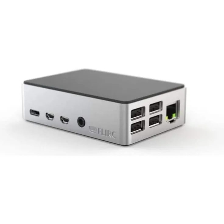 FLIRC Case - Aluminium Gehäuse für Raspberry Pi 4, silber/schwarz