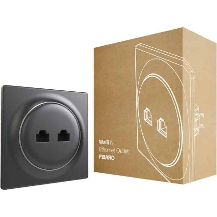 FIBARO Walli N Ethernet Outlet FGWEEU-021-8 anthracite