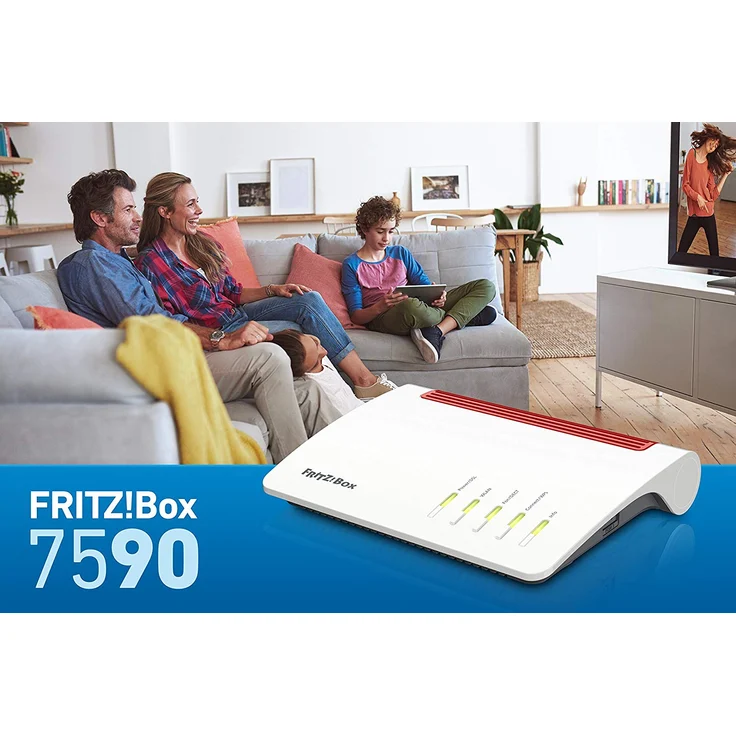AVM FRITZ!Box 7590 WLAN AC+N Router (DSL-VDSL,1.733 Mbit/s (5GHz) & 800 Mbit/s (2,4 GHz), bis zu 300 Mbit/s mit VDSL-Supervectoring 35b, WLAN Mesh, DECT-Basis, Media Server, geeignet für Deutschland) – Bild 5