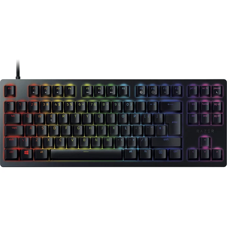 Razer Huntsman TE TKL Gaming Tastatur: Kompakte Mechanische Gaming Tastatur mit den schnellste Linear Optical Tasten, PBT-Tastenkappen (RGB, Intl. US Layout QWERTY) – Bild 1