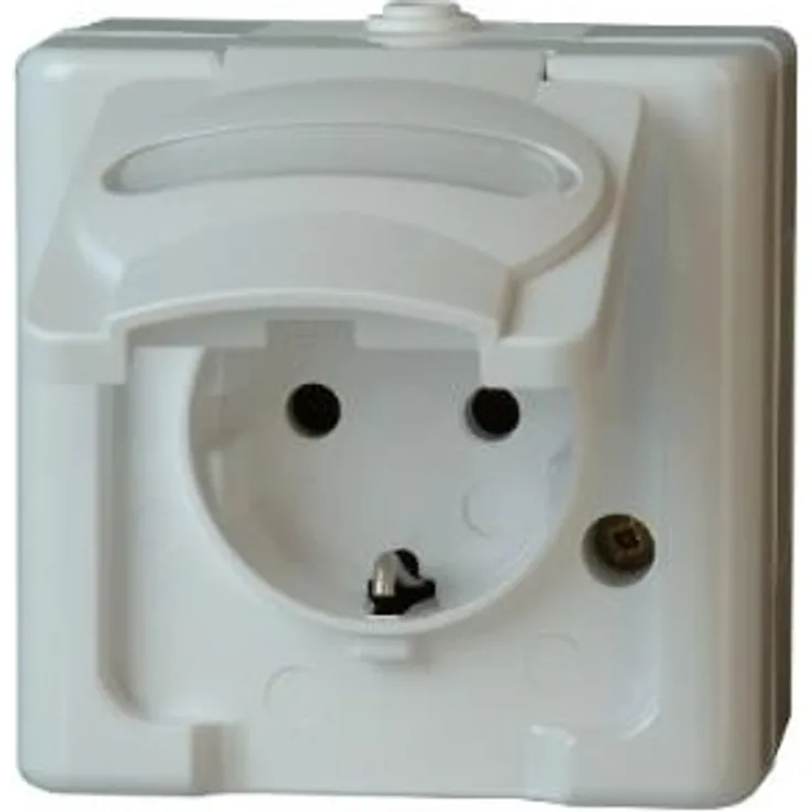 Schutzkontakt-Steckdose 1-fach, AP-Feuchtraum BLUE ELECTRIC arktis 16 A, 250 V (103302007)