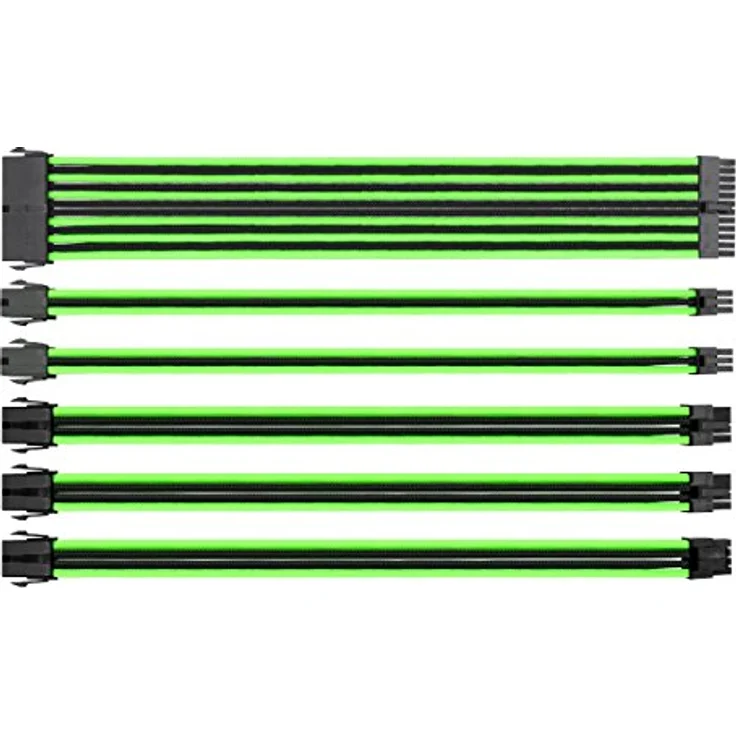 Thermaltake TtMod Sleeved Cable (Kabelverlängerung für Netzteile mit Extra-Sleeves) schwarz-grün – Bild 1