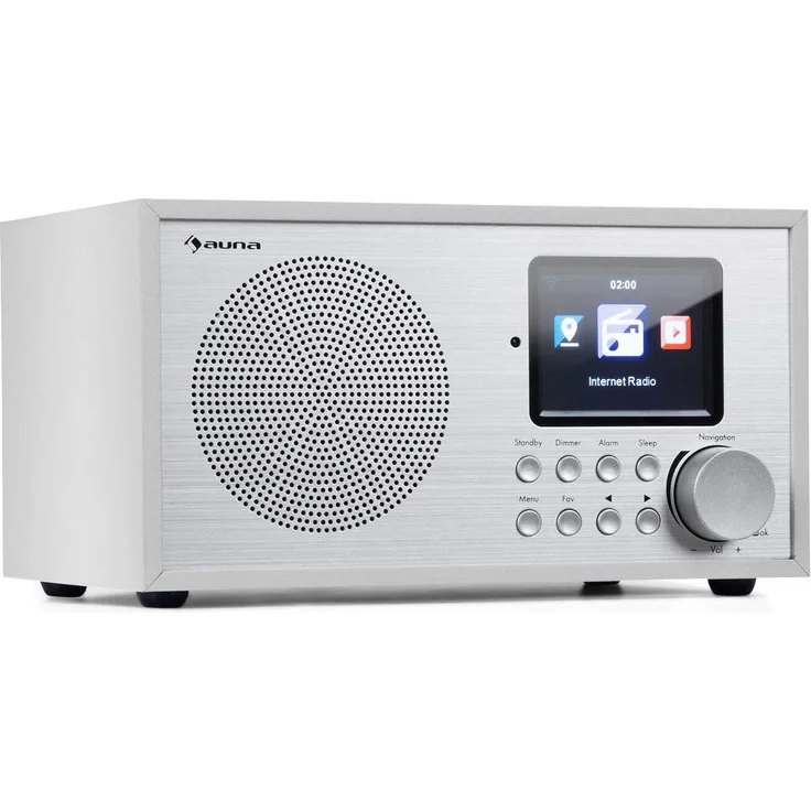 auna Silver Star Mini Internetradio mit Bluetooth, WLAN, LCD-Display, weiß
