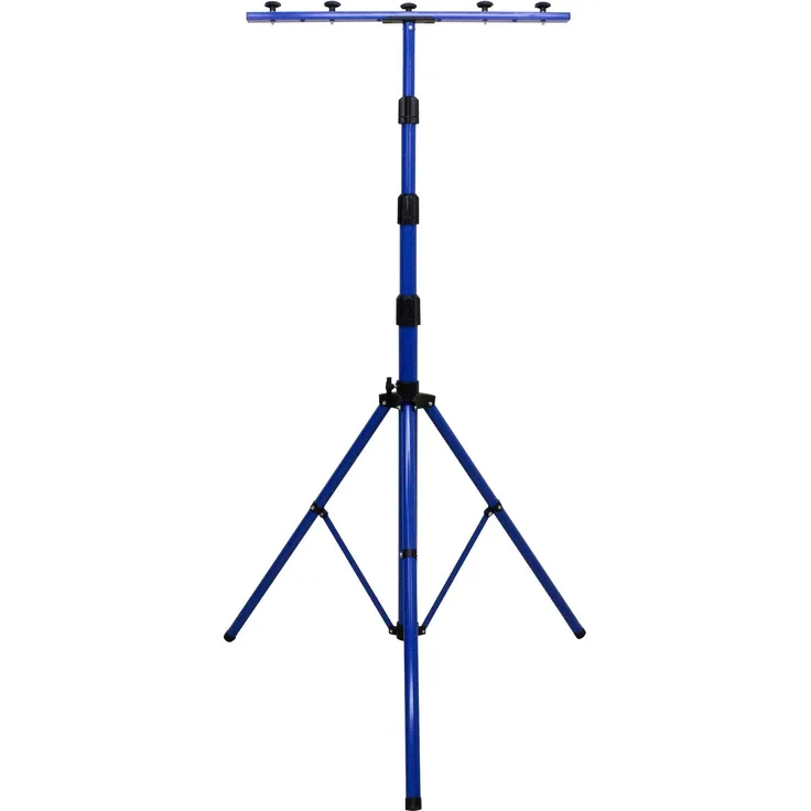 as - Schwabe Profi XL Stativ für LED-Strahler - Halogen-Strahler – Stativ mit Universaltraverse geeignet zur Halterung von Baustrahlern und Leuchten I Höhenverstellbar bis 4,00 m – Blau I 46751