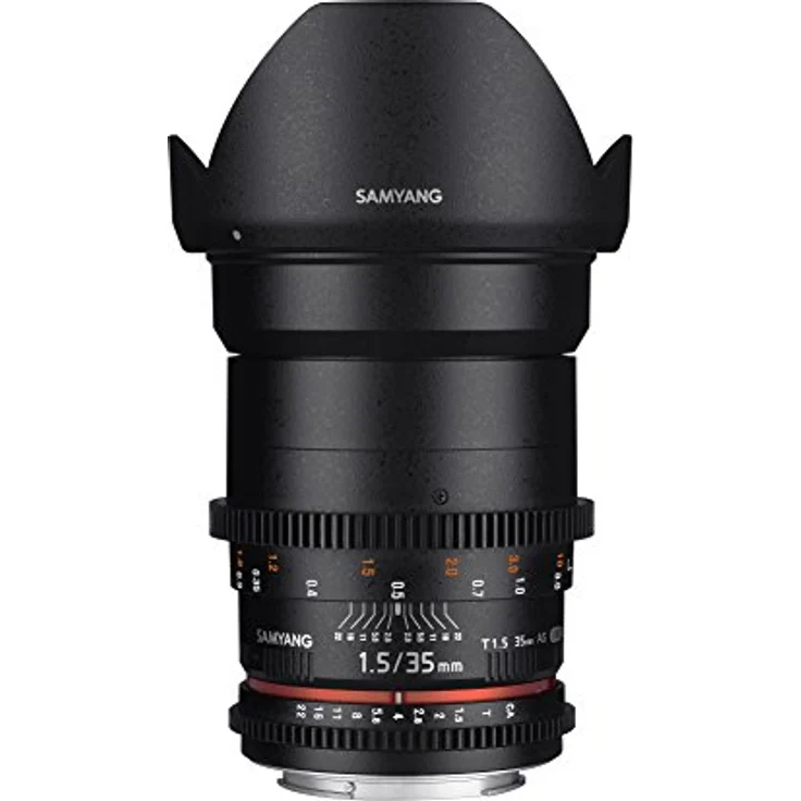 Samyang 35-1,5 Objektiv Video DSLR II Canon EF manueller Fokus Videoobjektiv 0,8 Zahnkranz Gear, Weitwinkelobjektiv schwarz – Bild 1
