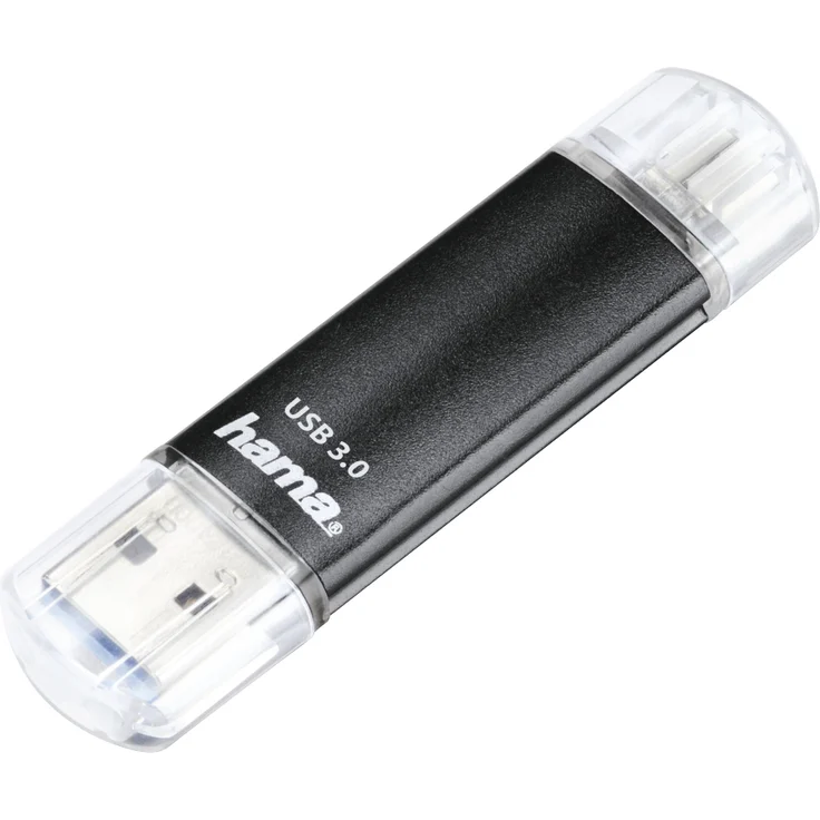 Hama 256GB USB-Speicherstick mit USB 3.0 und microUSB (2-in-1 USB-Stick, z.B. für Android Handy, Tablet, Computer, Notebook, PC, Laptop, MacBook, OTG, 40MB-s) Handy-Stick, Doppel Memory-Stick schwarz – Bild 1