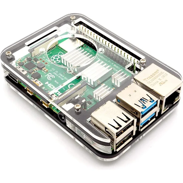 Slim Acryl Gehäuse für Raspberry Pi 4, stackable, transparent/schwarz