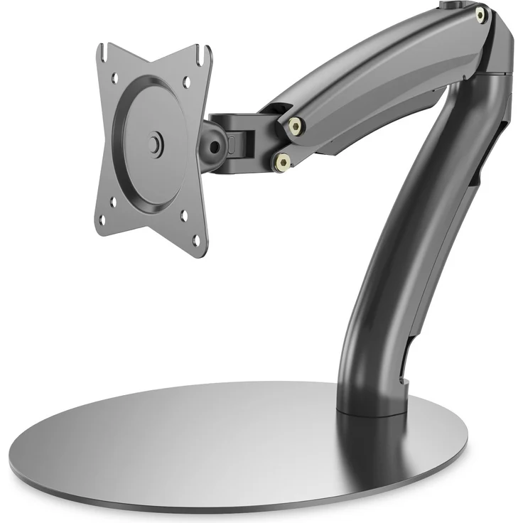 DIGITUS Monitor-Halterung - Standfuß & Gasdruckfeder - 1 Monitor - Bis 27 Zoll - Bis 1x 6.5 kg - VESA 75 & 100 - Schwarz – Bild 1