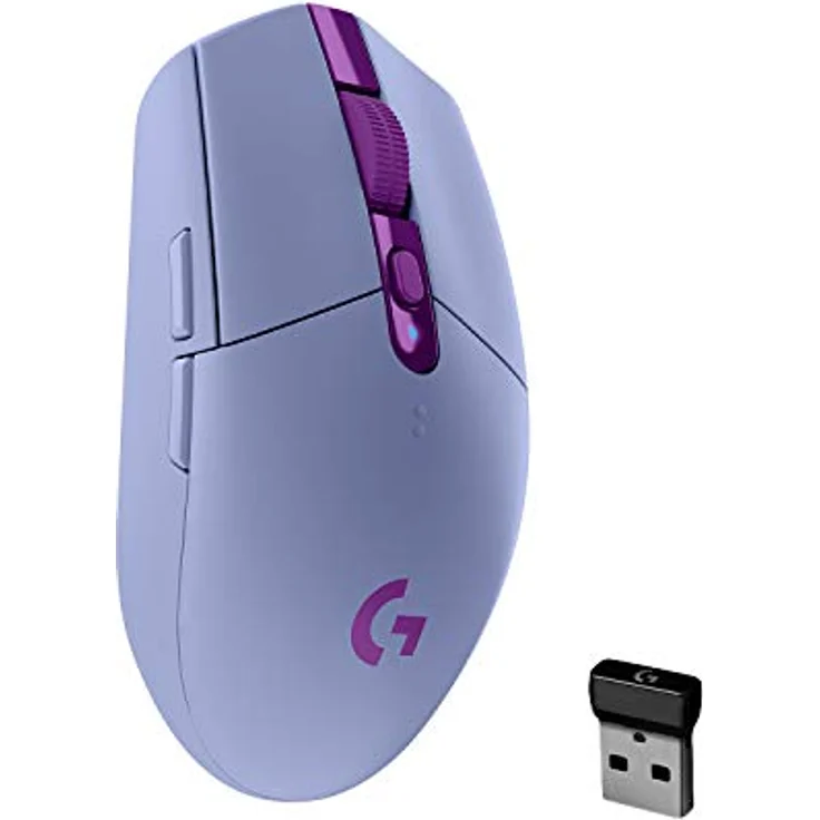 Logitech G305 LIGHTSPEED kabellose Gaming-Maus, HERO 12000 DPI Sensor, 6 Programmierbare Tasten, 250 Stunden Akkulaufzeit, Anpassbare Spielprofile, Leichtgewicht, PC-Mac, Lila - Deutsche Verpackung – Bild 1
