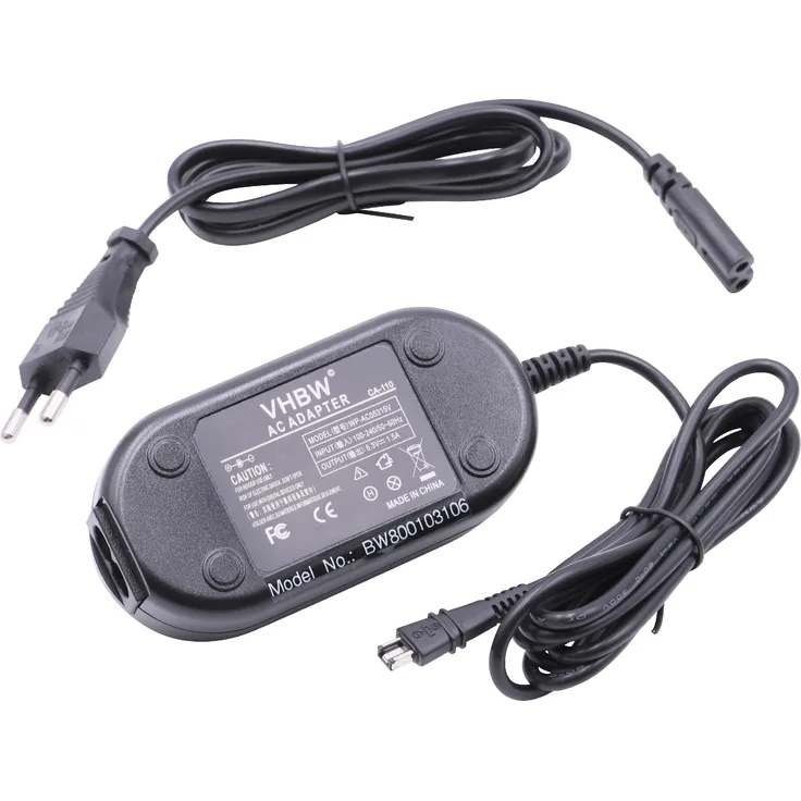 vhbw Netzteil, Ladegerät, Ladekabel für Kamera Canon Camcorder Legria HF R21, HF R200, HF R26, HF R27, HF R28, HF R205, HF R206, HF R20 wie CA-110.
