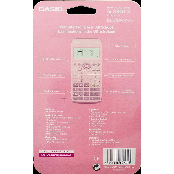 Casio FX-83GTX Wissenschaftlicher Taschenrechner, Pink – Bild 4
