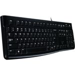 Logitech K120 Kabelgebundene Business Tastatur für Windows und Linux, USB-Anschluss, Leises Tippen, Robust, Spritzwassergeschützt, Tastaturaufsteller, US QWERTY-Layout - schwarz