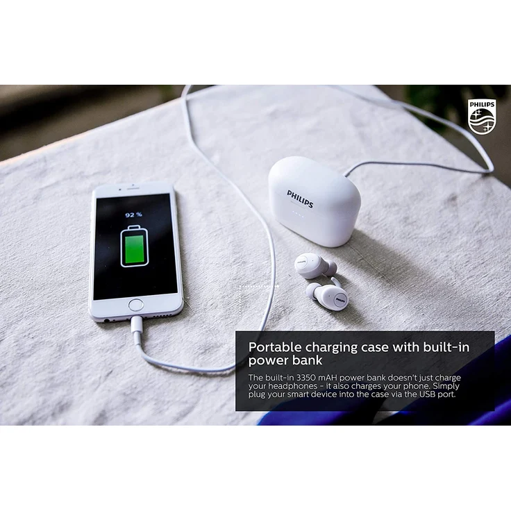 Philips SHB2515WT-10 In-Ear Kopfhörer, mit Bluetooth, Mikrofon, grau, weiß – Bild 3