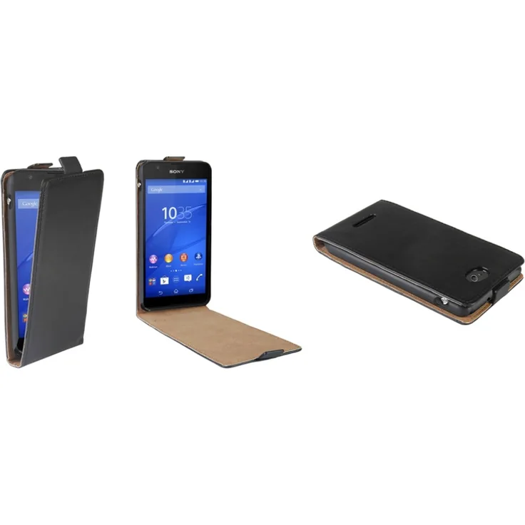 PATONA Flip Case, geeignet für Sony Xperia E4 schwarz Ultra Slim