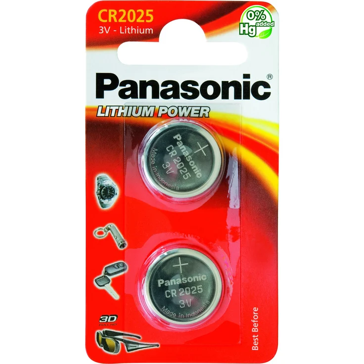 Panasonic CR2025 Lithium Knopfzelle, 3V, 2er Pack – Bild 1