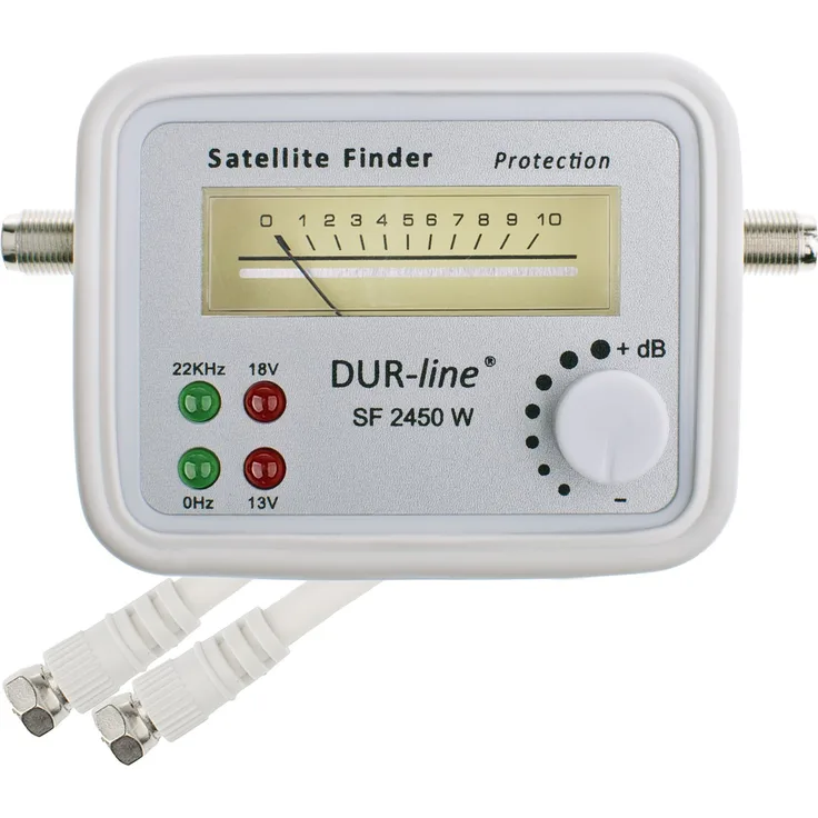 DUR-line SF 2450 W - Satfinder - Messgerät mit Gummi-Schutzhülle zur exakten Justierung Ihrer Digitalen Satelliten-Antenne - mit hoher Eingangsempfindlichkeit - inkl. F-Kabel und ausführlicher deutscher Anleitung