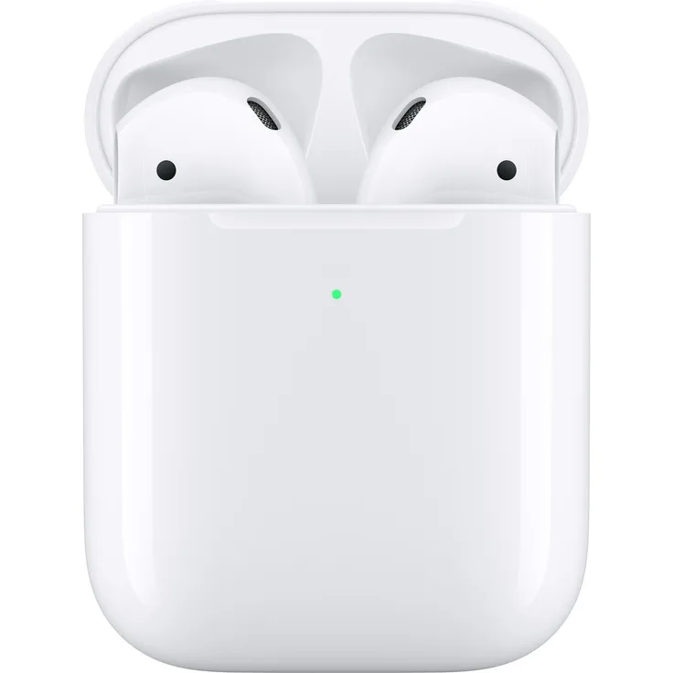 Apple AirPods (2. Generation) mit kabellosem Ladecase, True Wireless In-Ear Kopfhörer mit Bluetooth, Mikrofon, geeignet für iPhone, weiß (MRXJ2ZM/A)