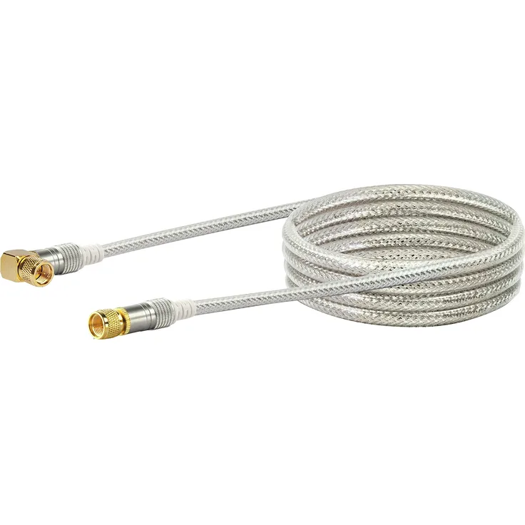 Schwaiger Premium SAT Anschlusskabel 110 dB, 3,0m, transparent, 90° F-Winkelstecker > F-Stecker, 4-Fach Schirmung, 75 Ohm, digital, HDTV, DVB-S-S2