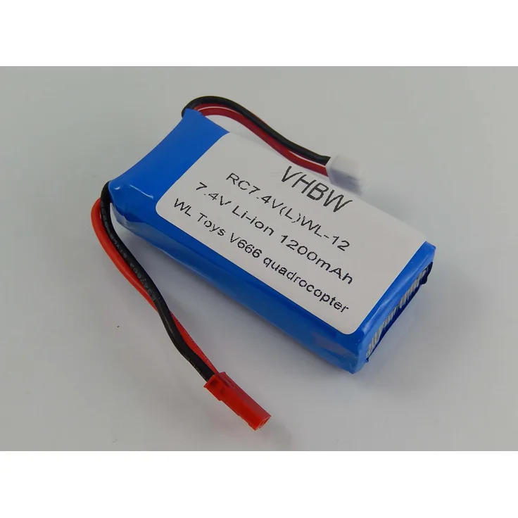 vhbw Li-Ion Akku 1200mAh (7.4V) passend für Drohne, Multicopter, Quadrocopter WLtoys V666 Quadrocopter