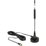 DELOCK DAB+ Antenne F Stecker 0 dB omnidirektional mit magnetischem Standfuss starr schwarz