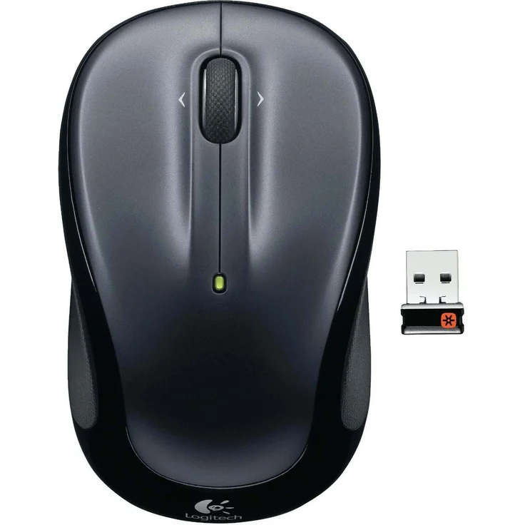 Logitech M325 Kabellose Maus, 2.4 GHz Verbindung via Unifying USB-Empfänger, 1000 DPI Optischer Sensor, 18-Monate Akkulaufzeit, 3 Tasten, PC-Mac - Dark Silver, Englische Verpackung – Bild 1
