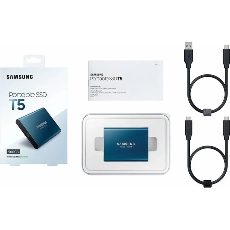 Samsung T5 MU-PA500 - Solid-State-Disk - verschlüsselt - 500 GB - extern (tragbar) - USB 3.1 Gen 2 (USB-C Steckverbinder) - 256-Bit-AES - Ocean Blue (MU-PA500B/EU) – Bild 8
