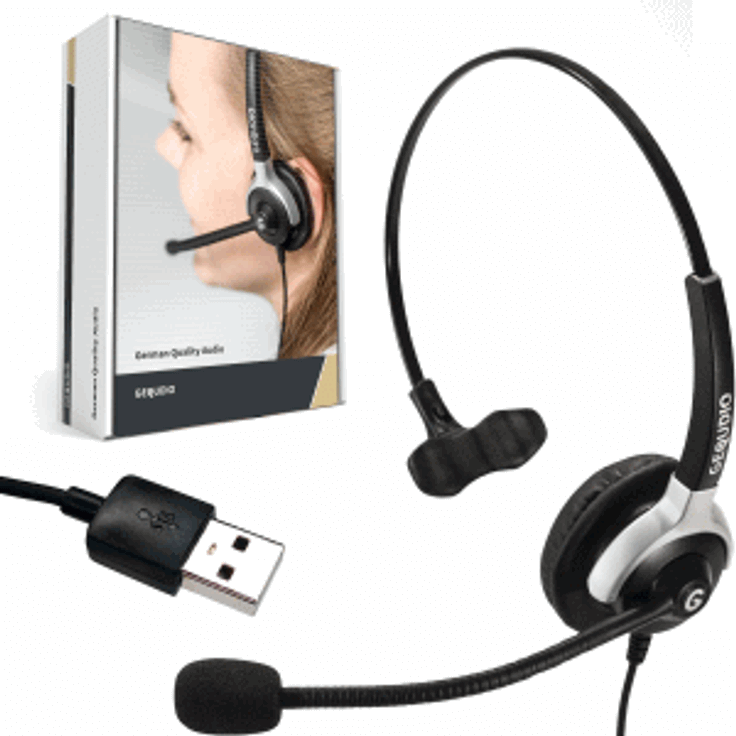 Gequdio Headset Monaural für USB-A an für PC-MAC