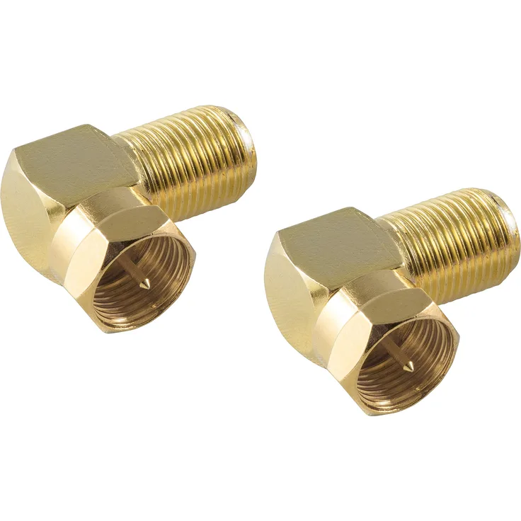 Poppstar 2x SAT-Winkel-Adapter (Antennen Winkeladapter 90 Grad gewinkelt) (Coax F-Kupplung auf F-Stecker) Winkelstecker für Koaxialkabel - Antennenkabel, vergoldet
