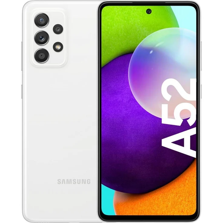 Samsung Galaxy A52 Smartphone 16,51cm (6,5 Zoll) AMOLED-Display, 128GB interner Speicher, 6GB RAM, Dual-SIM, Android, Awesome White – Bild 1