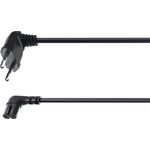 Hama Euro-Netzkabel (2-polig, 1,5 m, beidseitig 90 Grad gewinkelt, Netzstecker auf Euro 8 Doppelbuchse mit Schutzkontakt, Stromkabel) schwarz