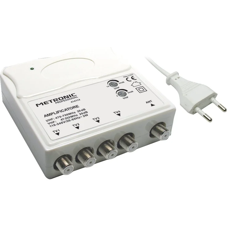 Metronic 414114 Verstärker TV mit Filter LTE, Weiß